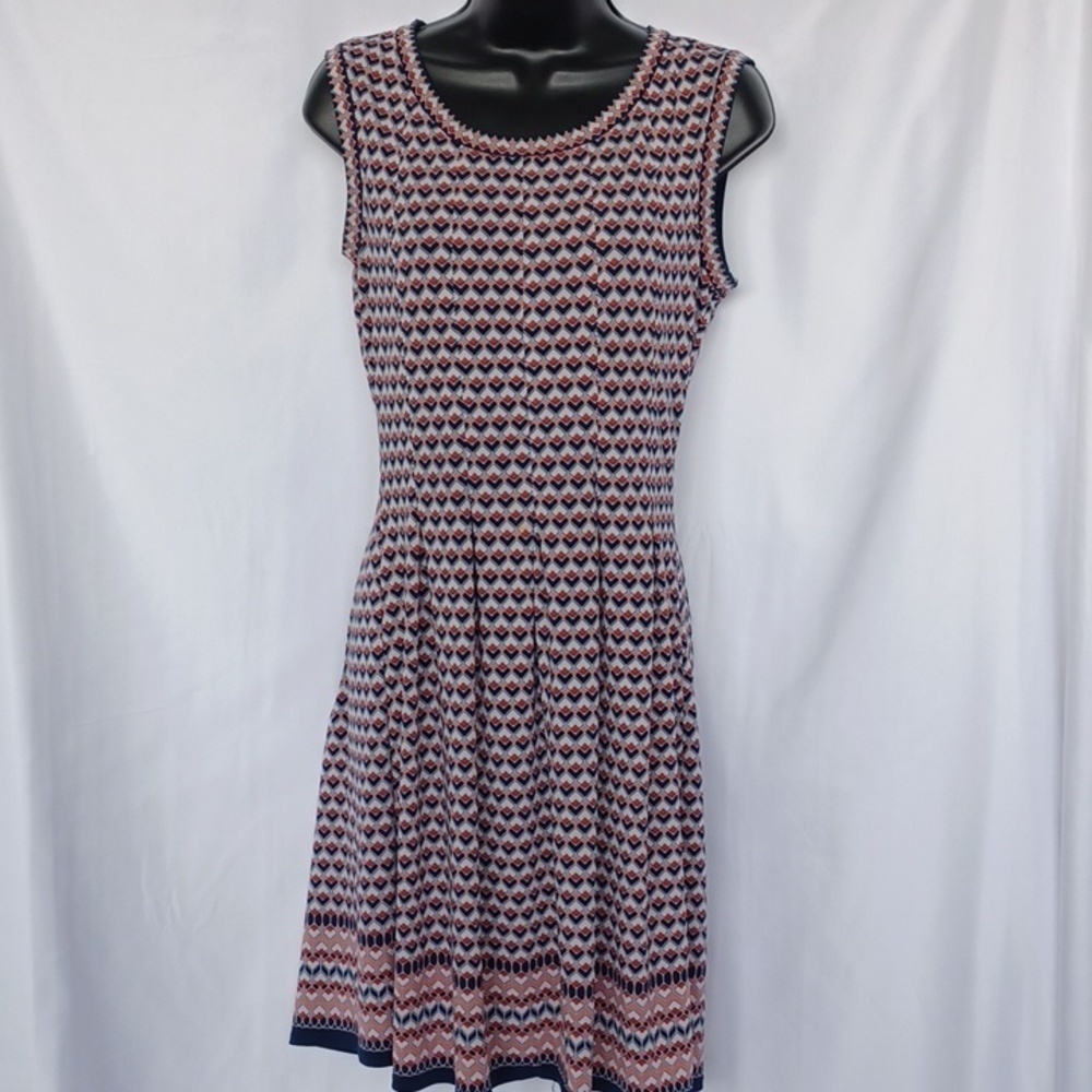 Max Studio Pleated Blue Red Pink Stretch Knit Dress Size S